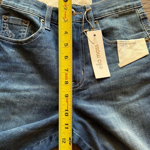 Ella Moss Juniors High Waist Straight Leg Ankle Blue Jean Size 25 Embroidered - Picture 4 of 10